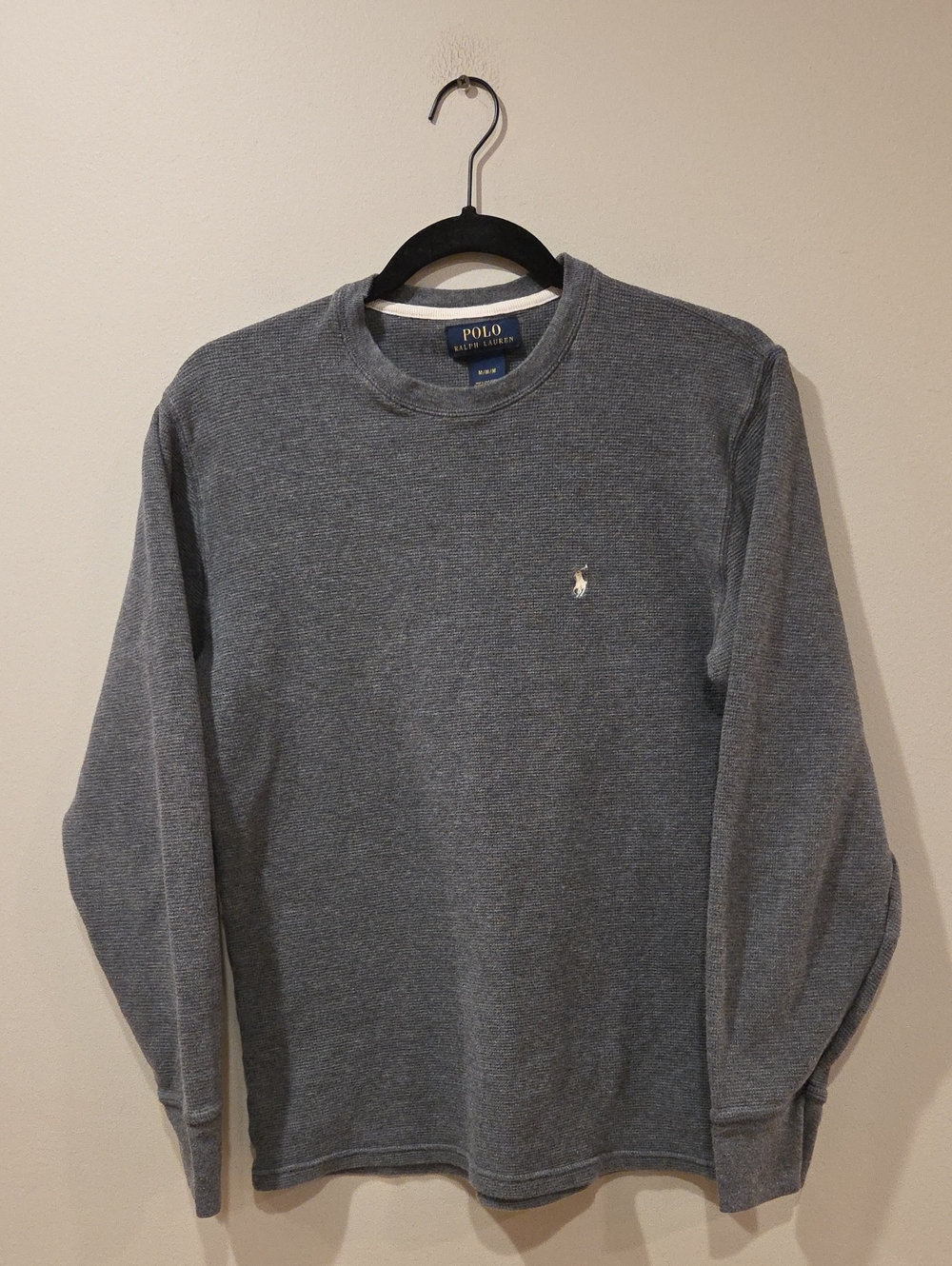 POLO RALPH LAUREN Grey Long Sleeve Waffle Crew